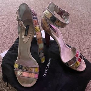 Dolce & Gabbana Patchwork Multicolor Heels - Size 39